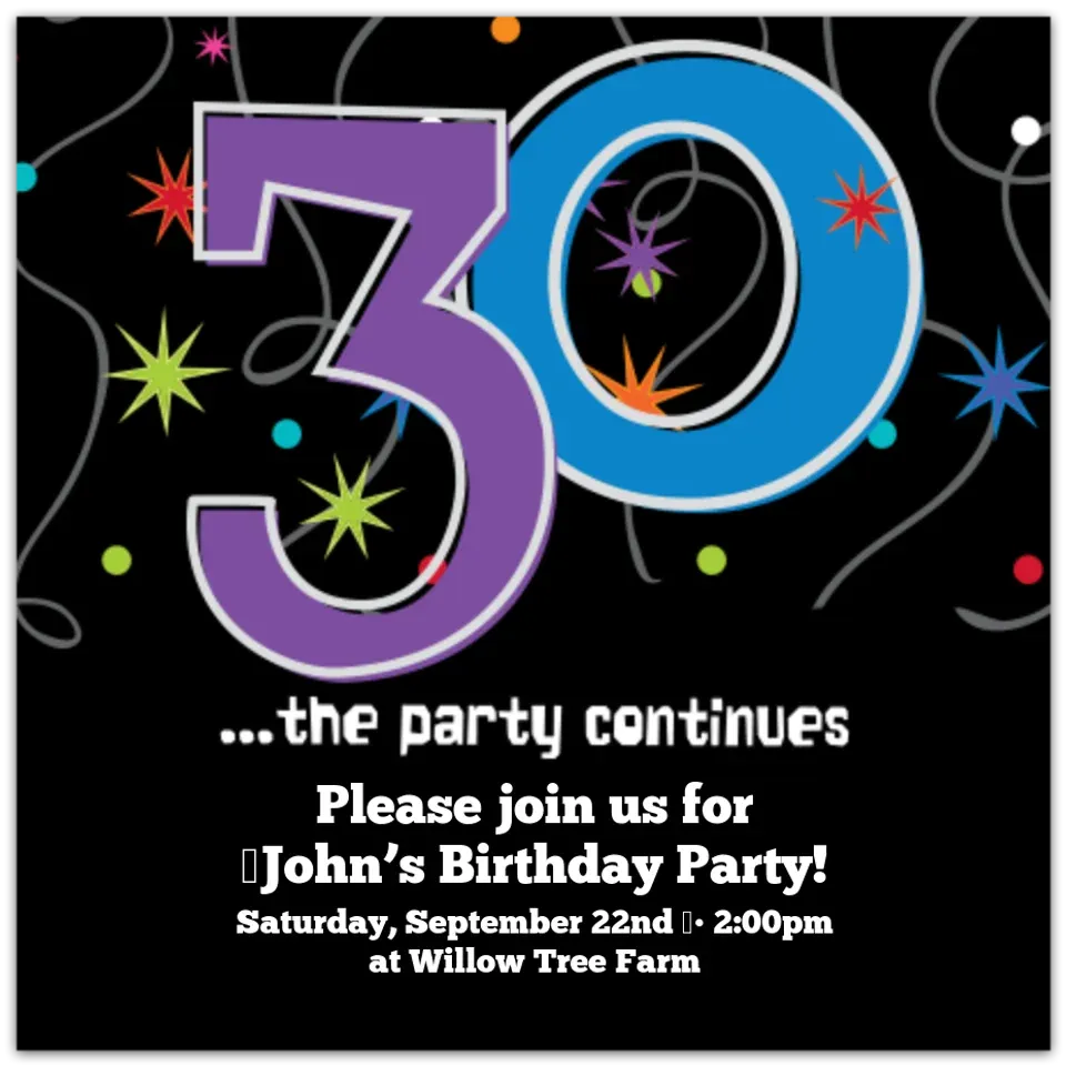 Party Continues 30 card