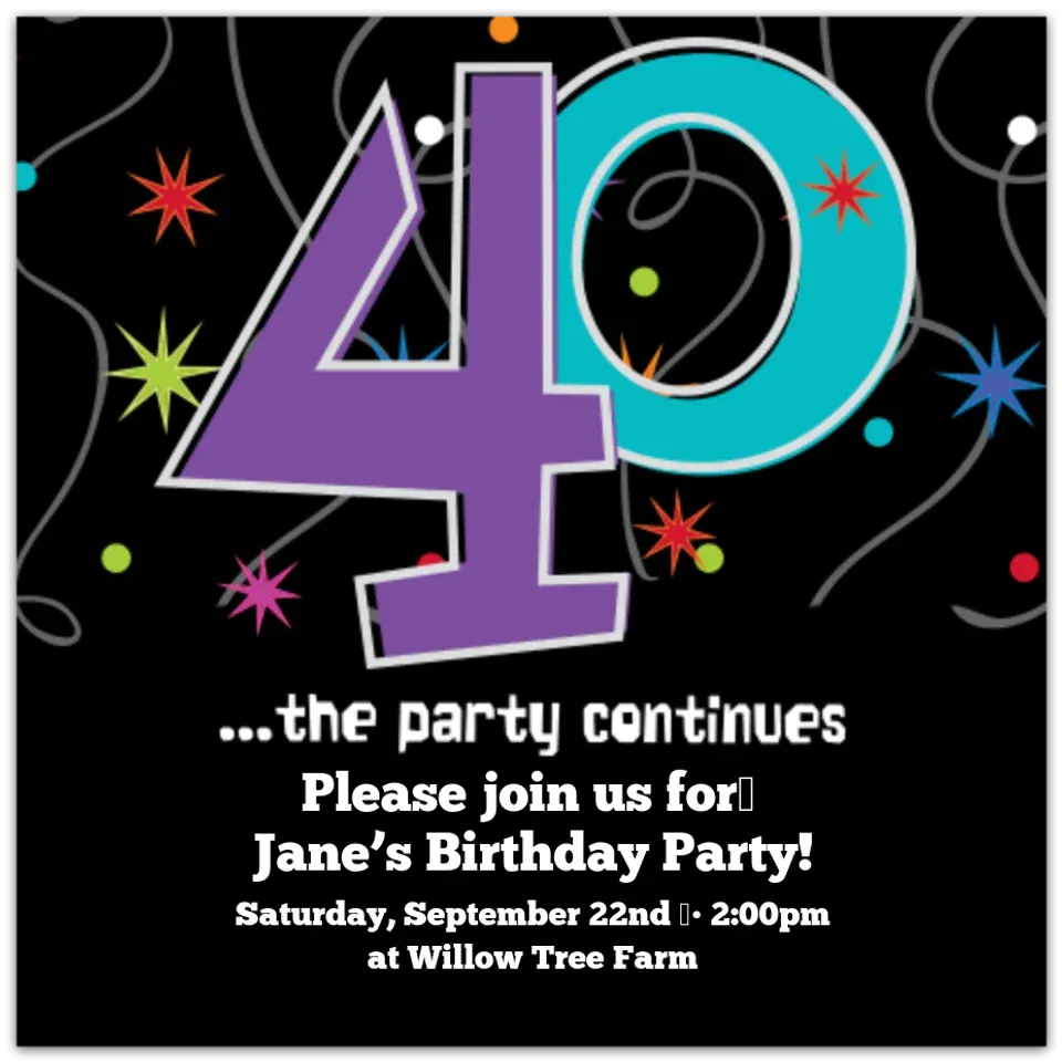 Party Continues 40 card