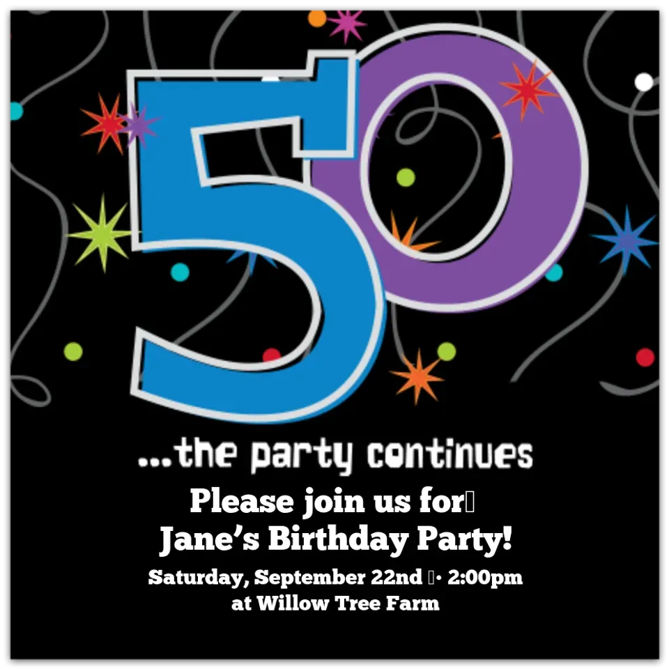 Party Continues 50 card
