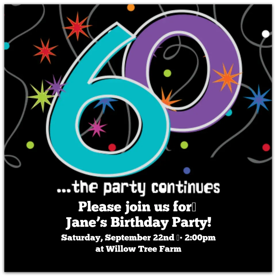 Party Continues 60 card