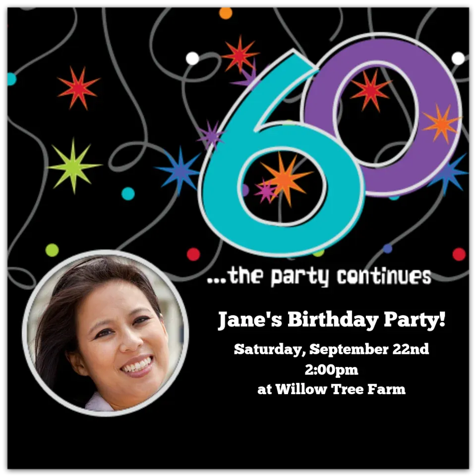 Party Continues 60 Photo card