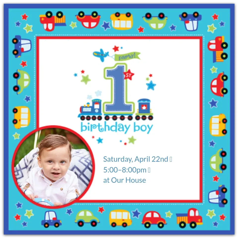 All Aboard Birthday Photo card