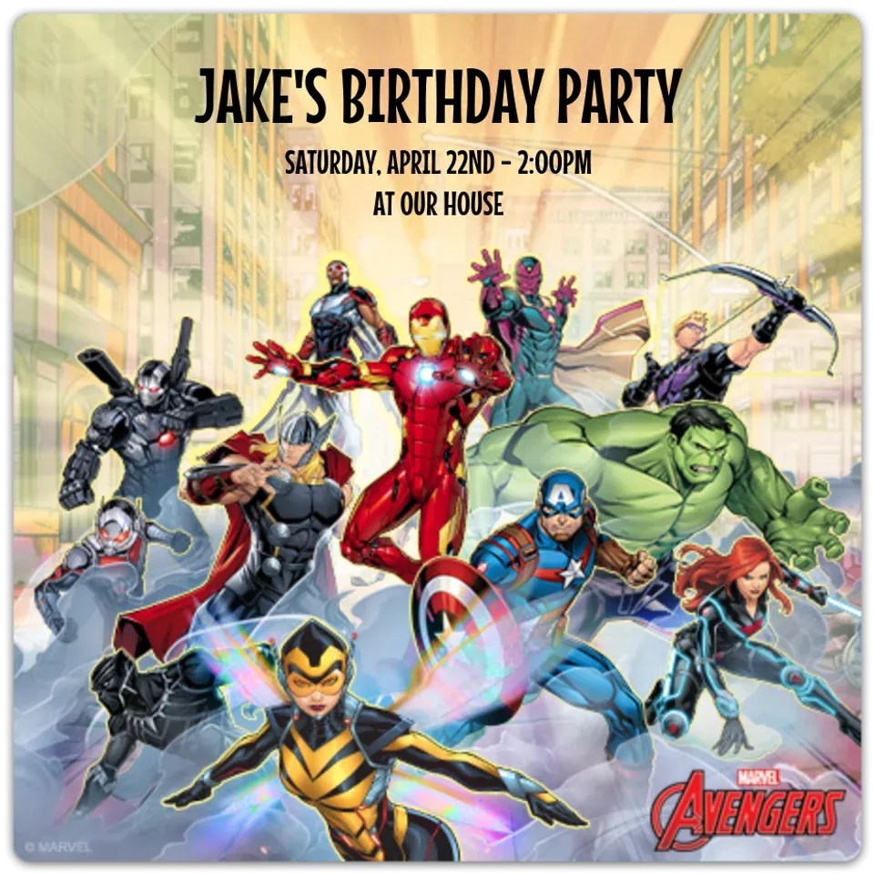 Avengers Group Action Pose card