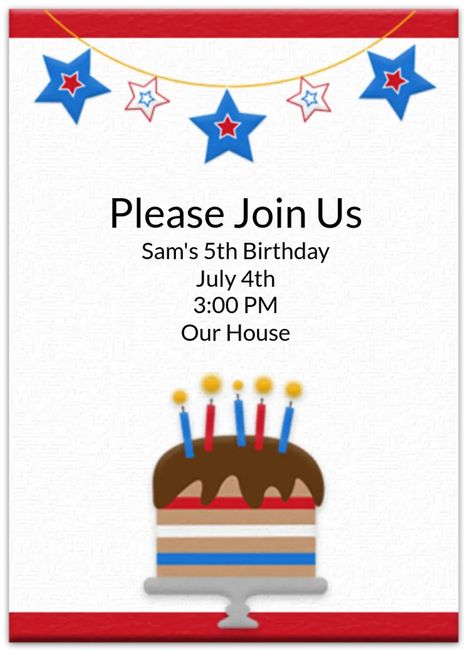 4th of July Birthday card