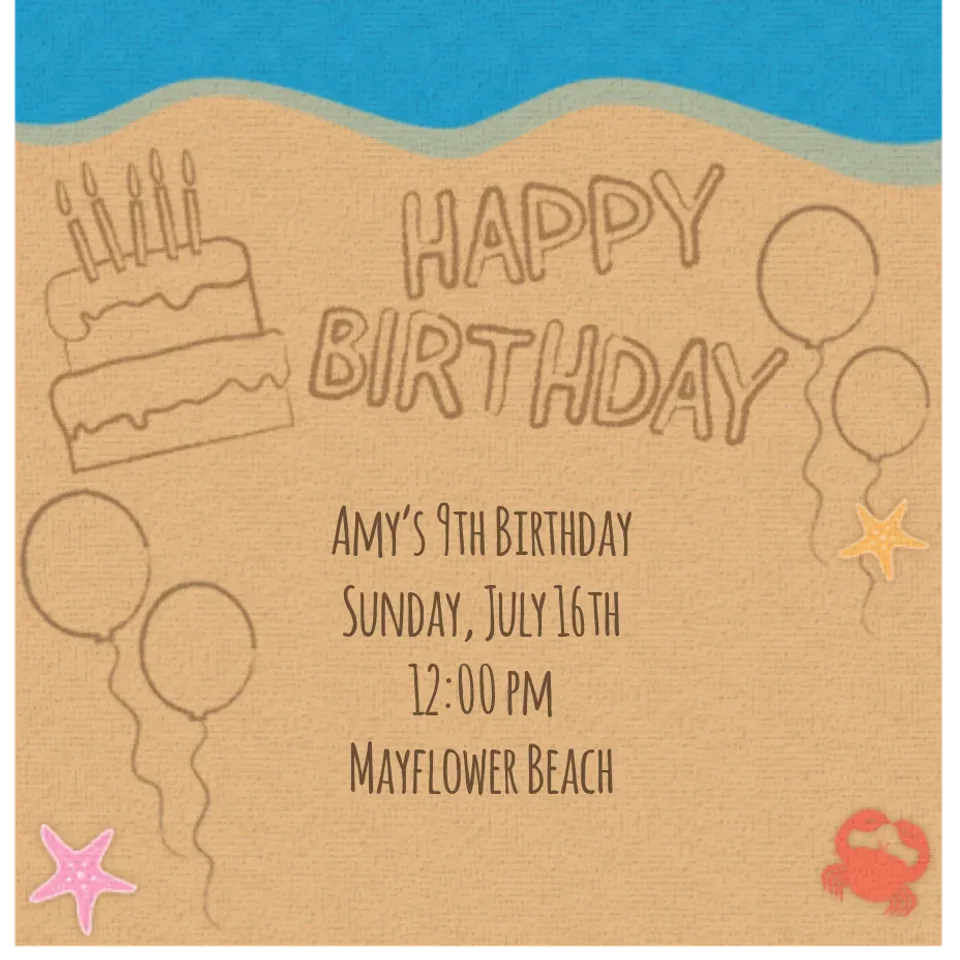Beach Birthday card