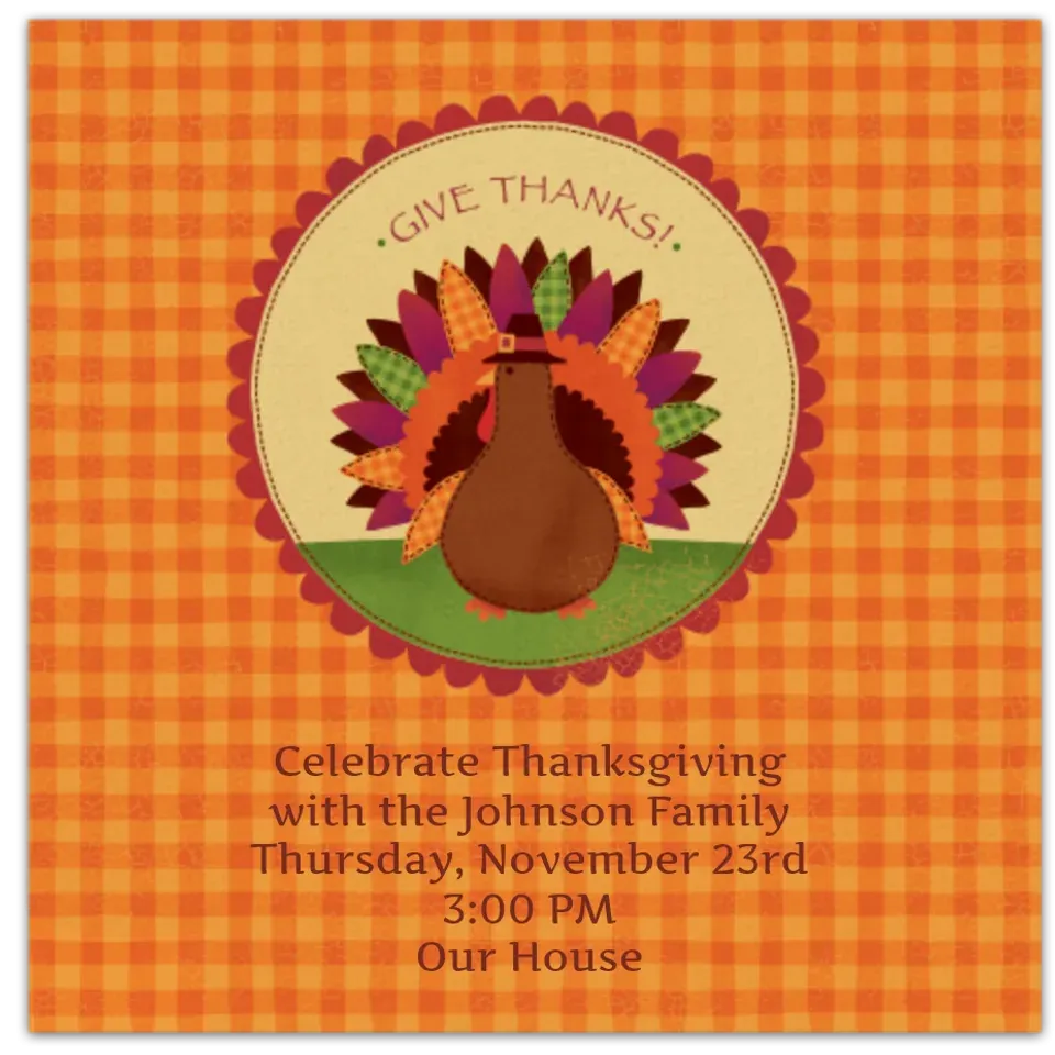 Plaid Turkey Dinner card