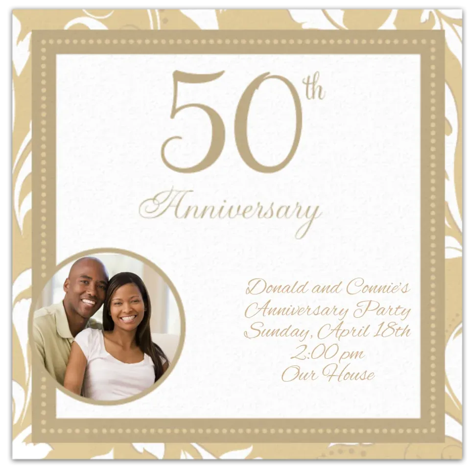 Gold Wedding Photo card