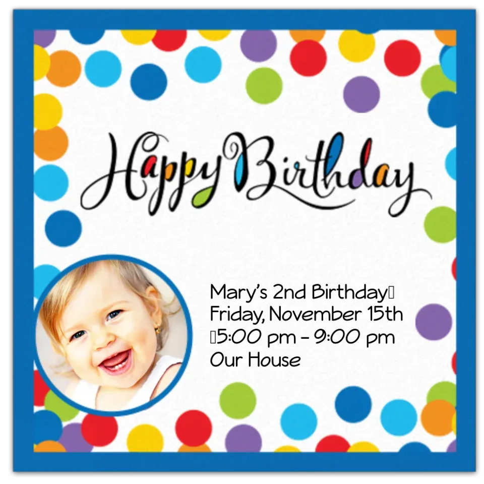 Confetti Bash Photo card