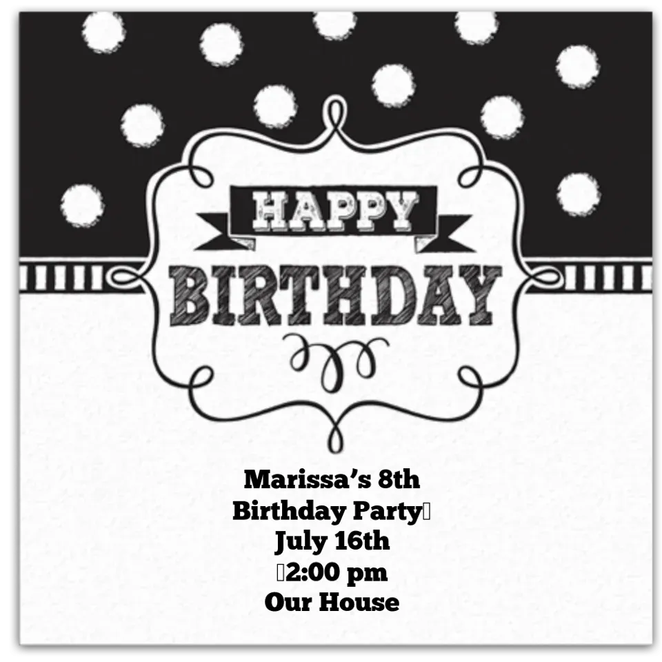 Chalkboard Birthday card