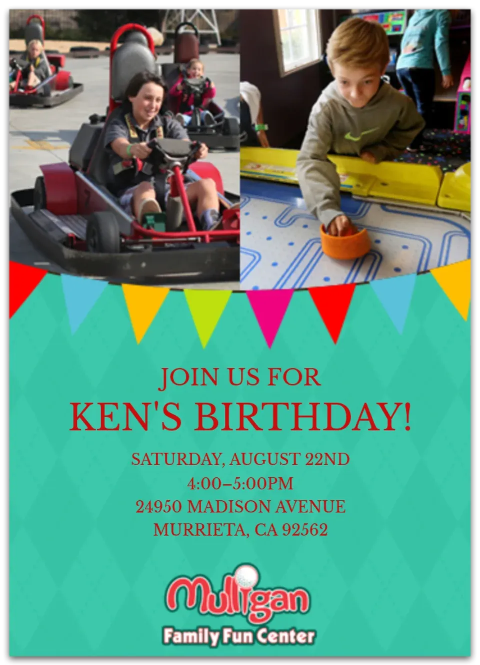 Mulligan Family Fun Center Generic card