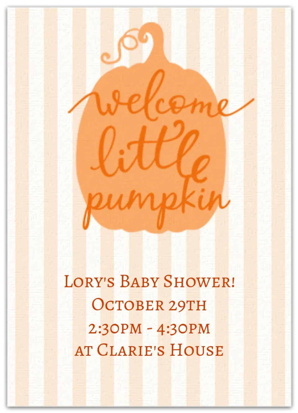 Welcome Little Pumpkin card