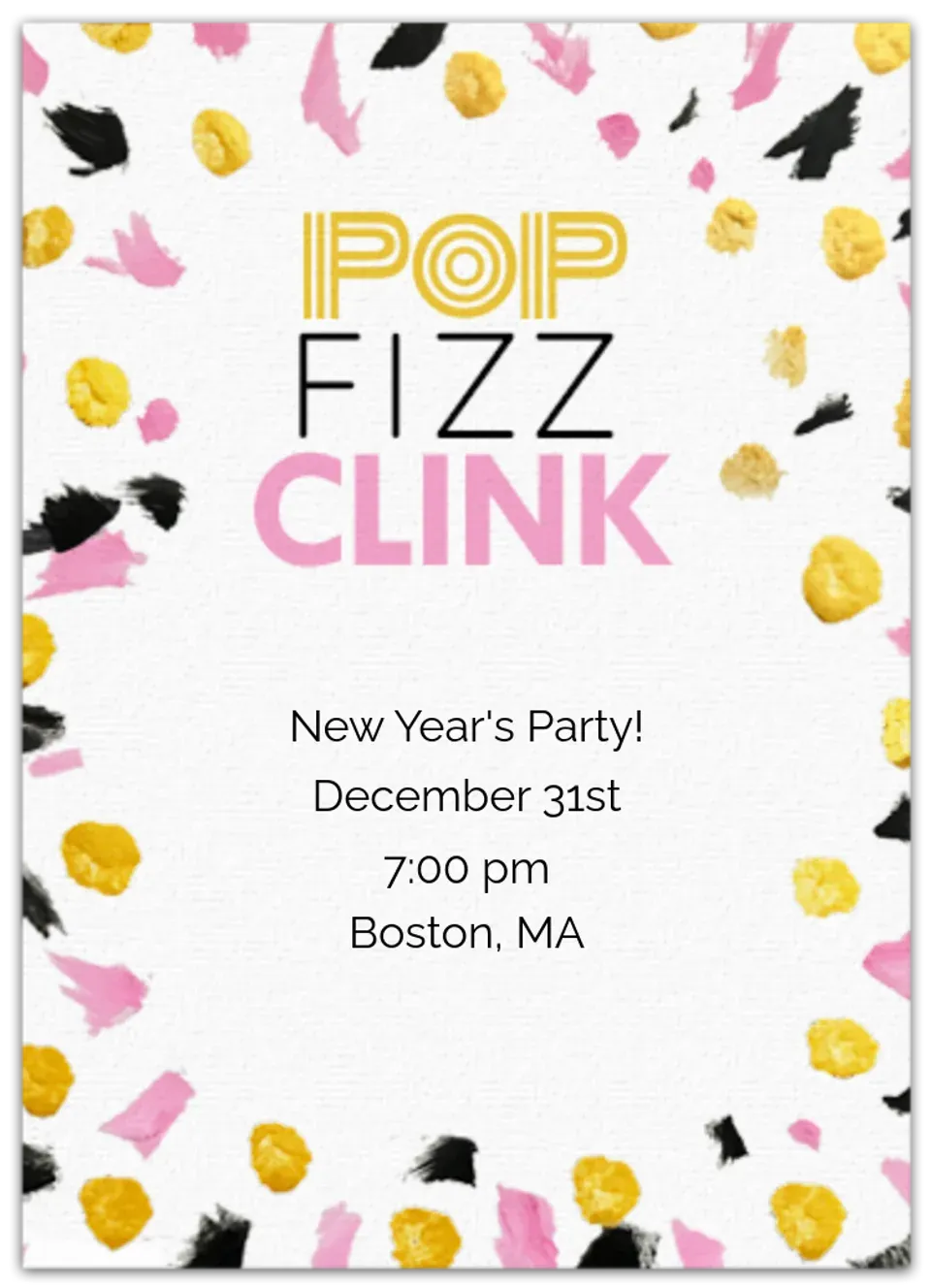 Pop Fizz Clink Confetti card