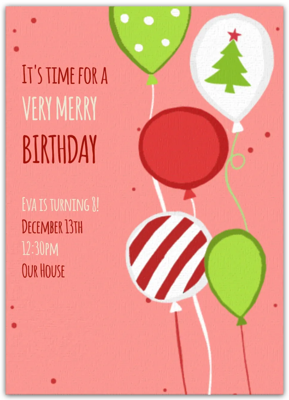Christmas Birthday Balloons card