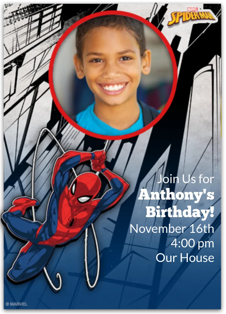 Spider-Man Swinging Photo card