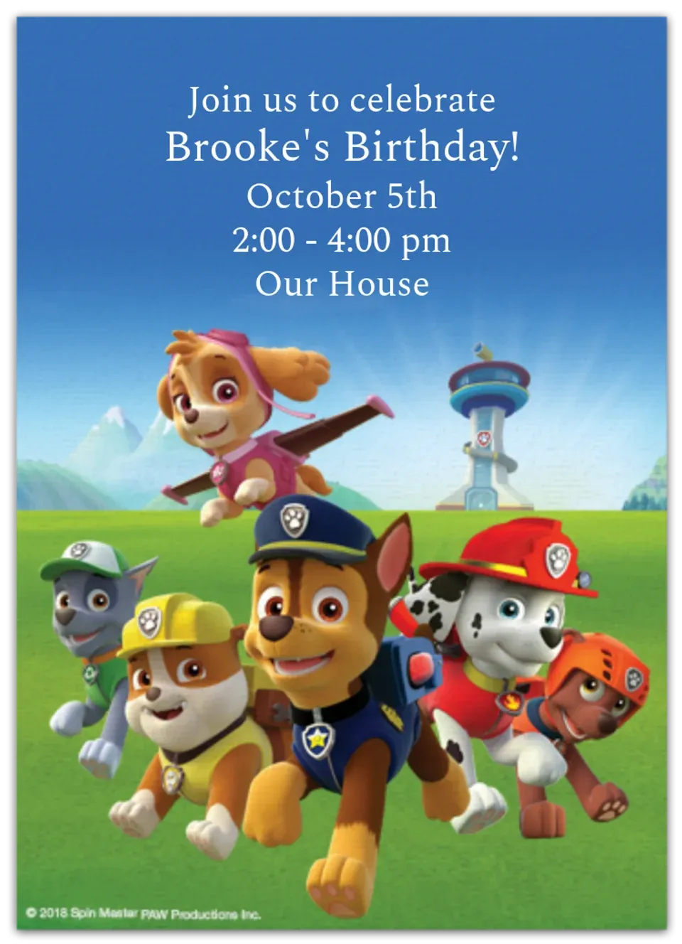 PAW Patrol Ready for Action card