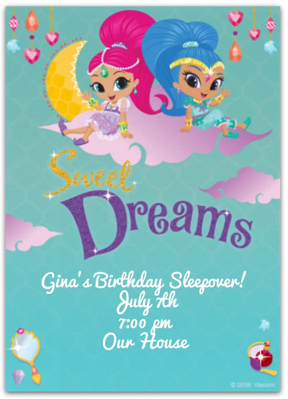 Shimmer and Shine Sleepover card