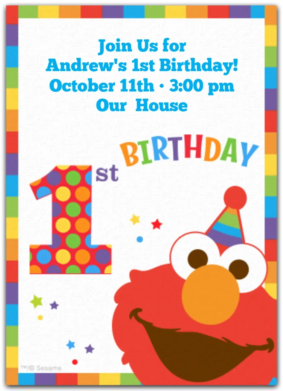 Elmo's 1st Birthday card