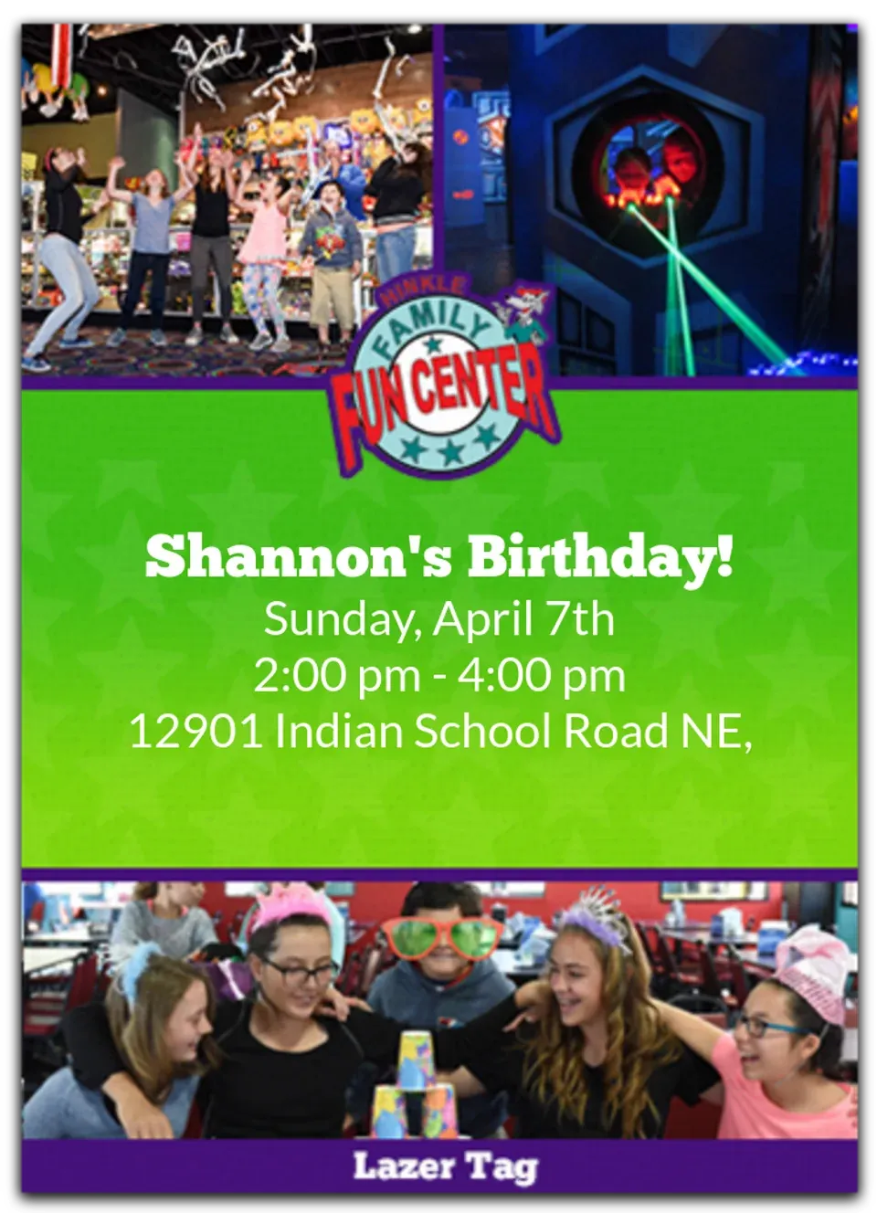 Hinkle Family Fun Center | Lazer Tag card