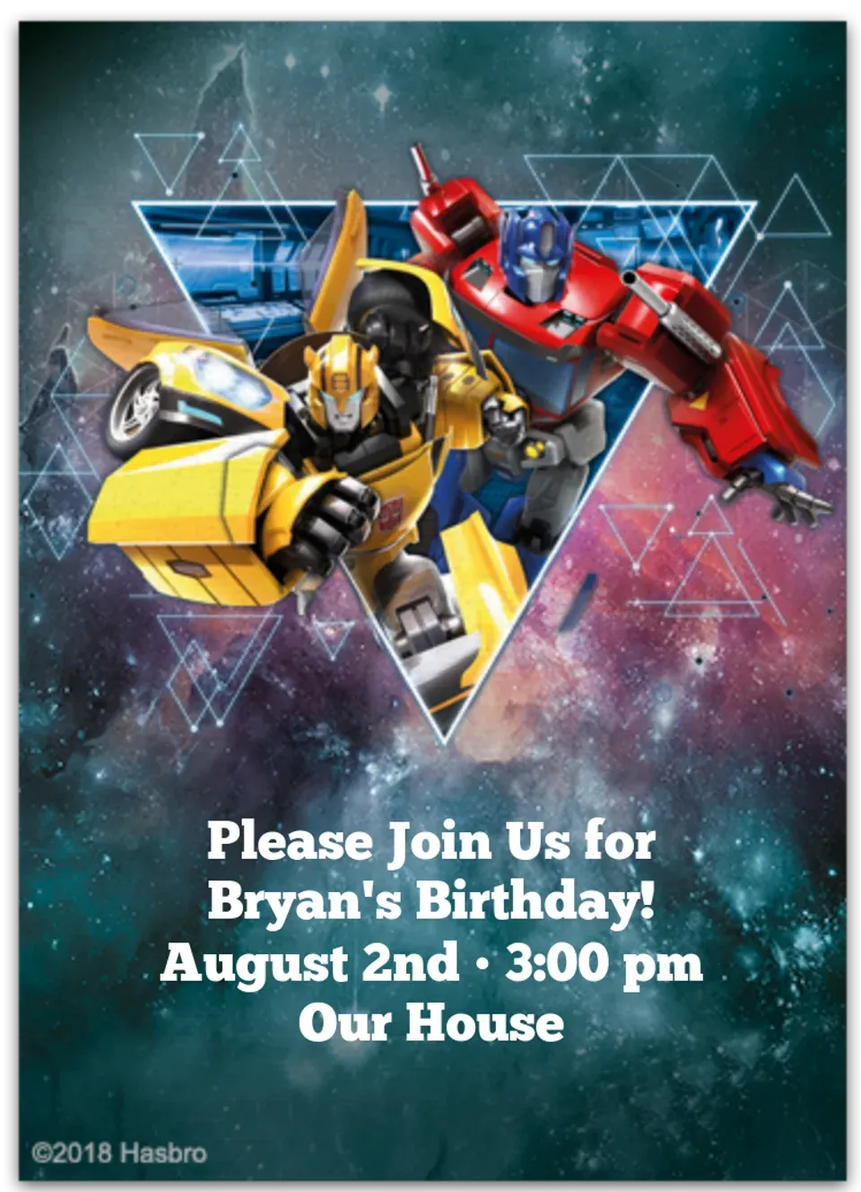 Bumblebee & Optimus Prime card