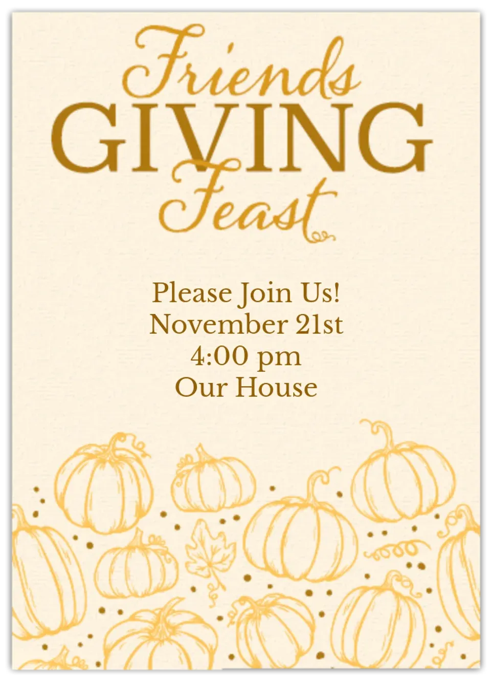 Golden Friendsgiving Pumpkins card