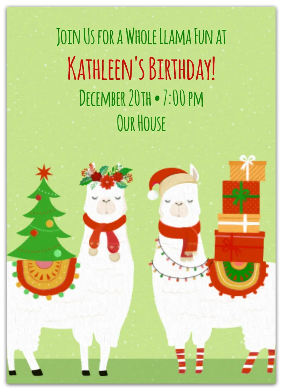 Christmas Llama Birthday card