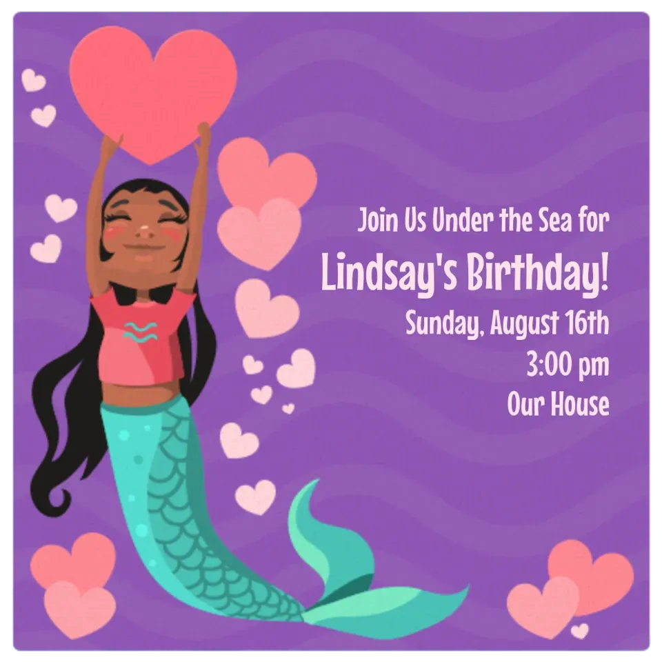 Heart Bubbles Mermaid card