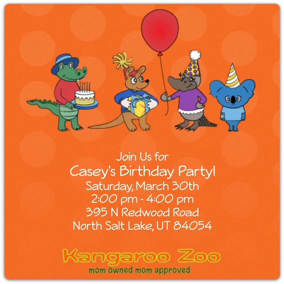 Kangaroo Zoo Birthday Party card