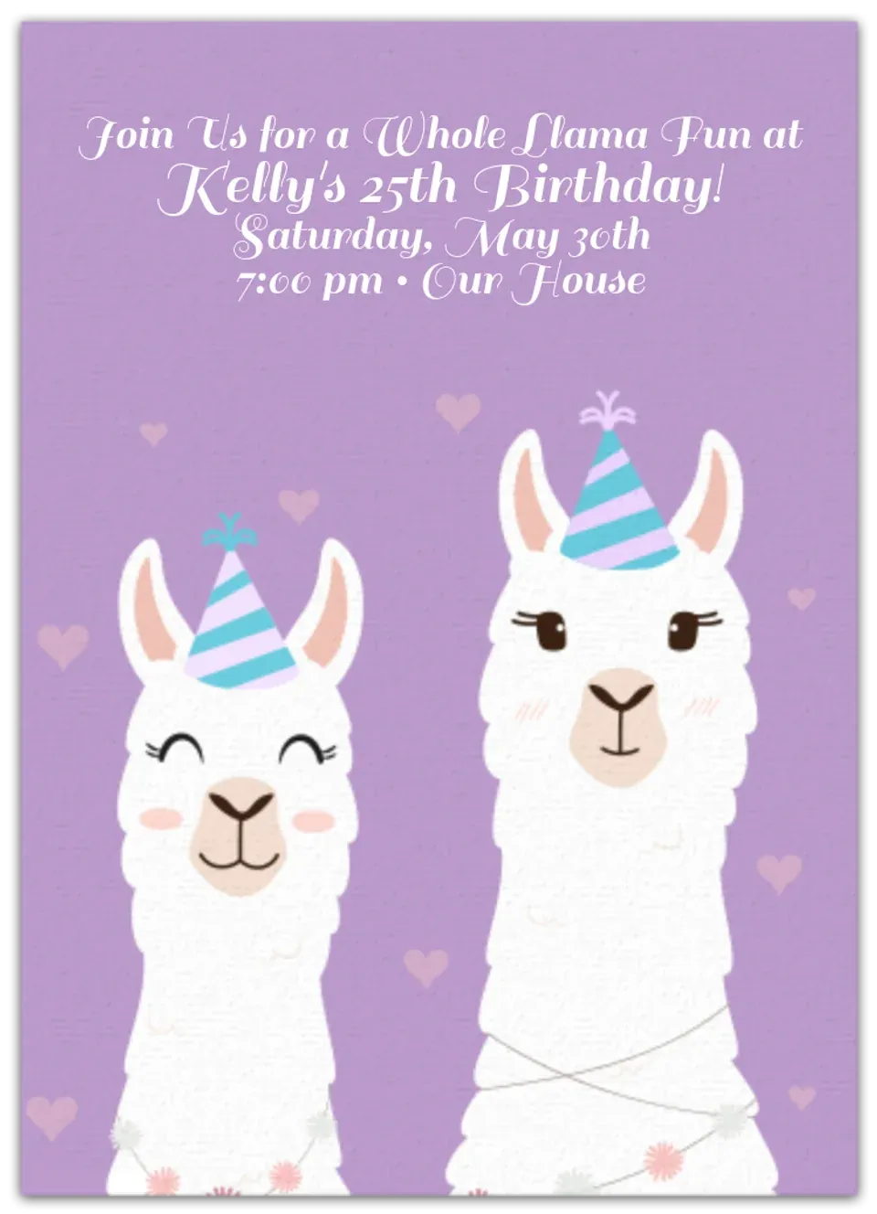 Llama Party Hats card