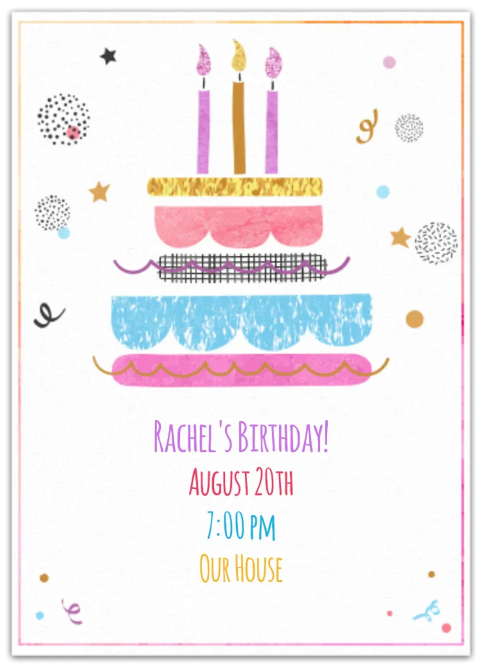 Pastel Birthday Cake card