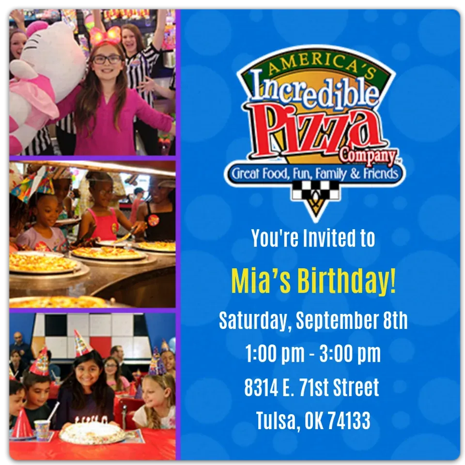 America's Incredible Pizza Co. | Girl Birthday card
