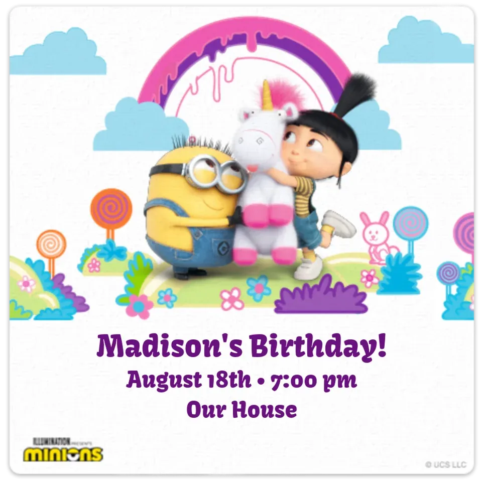Minions | Agnes & Unicorn card