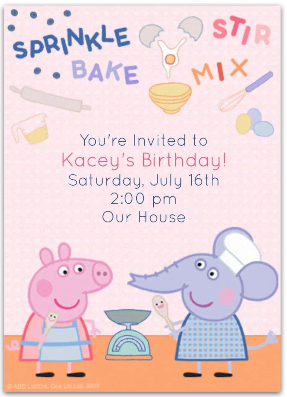 Peppa Pig | Baking Party card