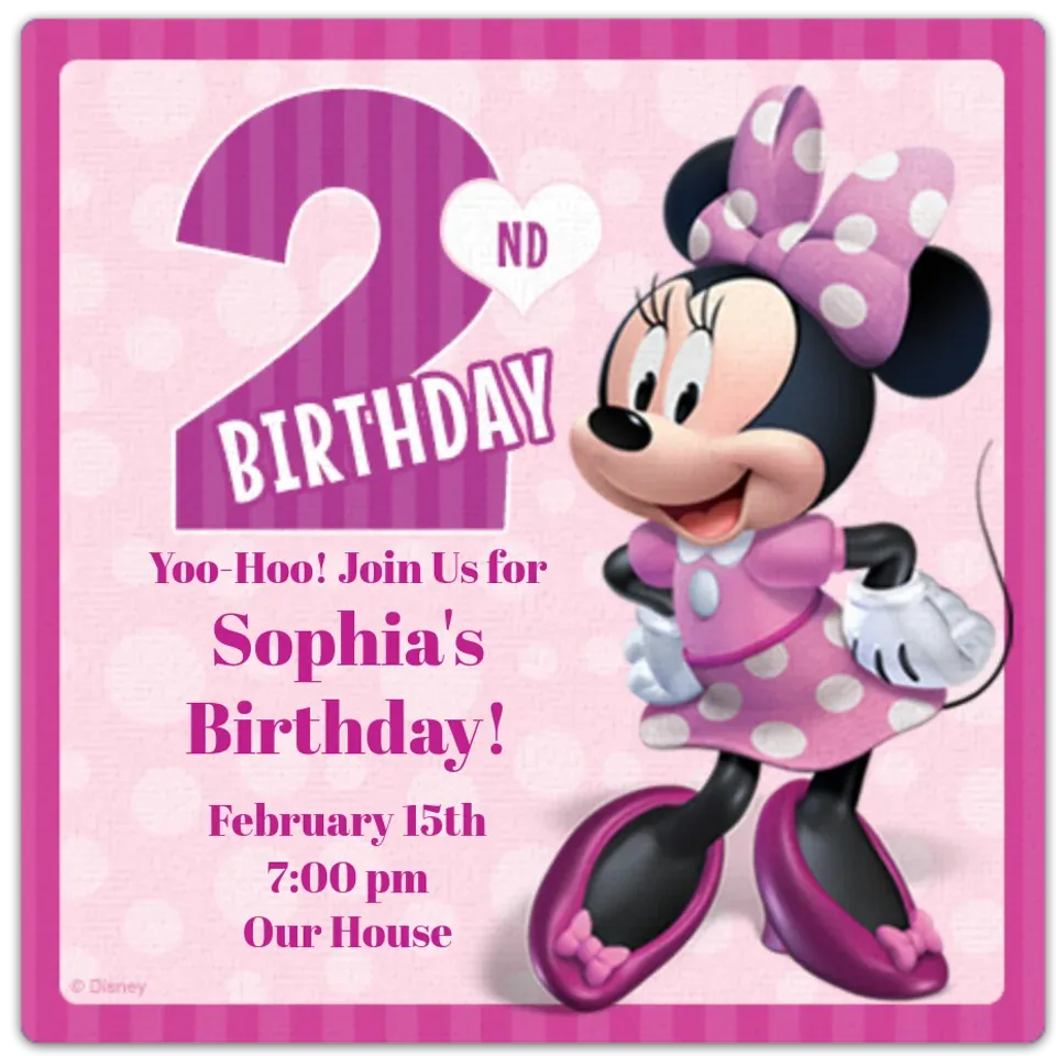 Minnie 2nd Birthday card