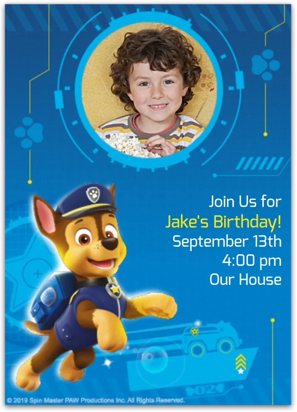 PAW Patrol Chase On The Case card