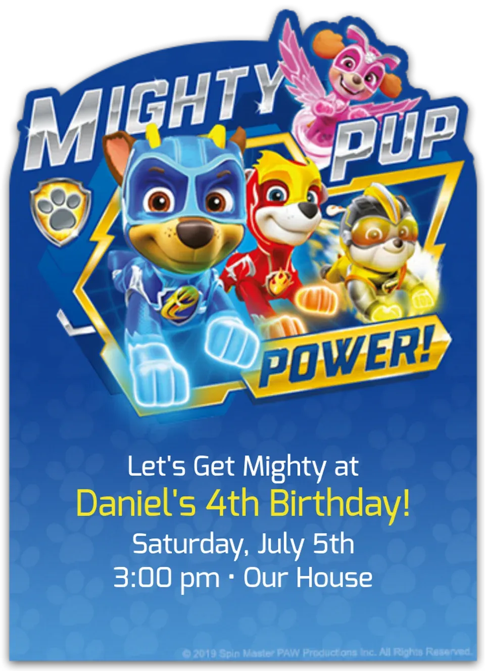 PAW Patrol Mighty Pups card