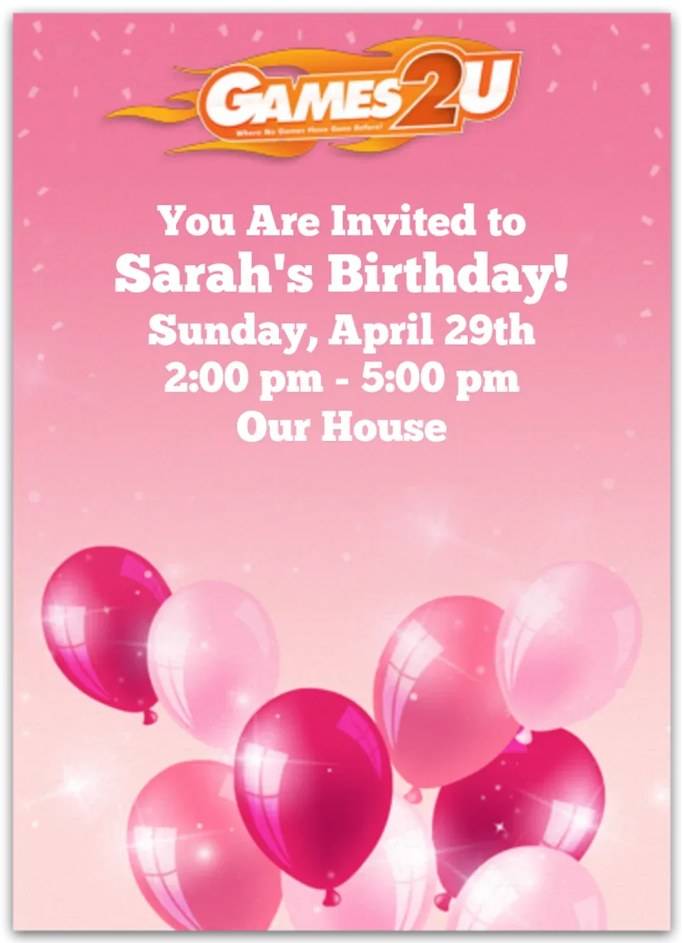 Games2U | Pink Balloons card