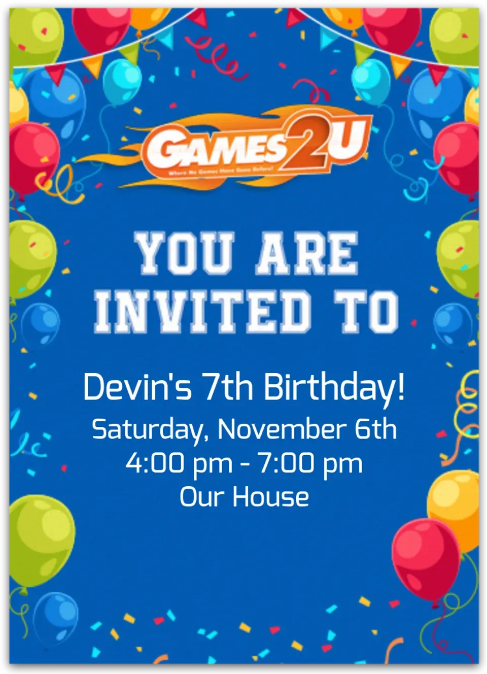 Games2U | Rainbow Balloons card