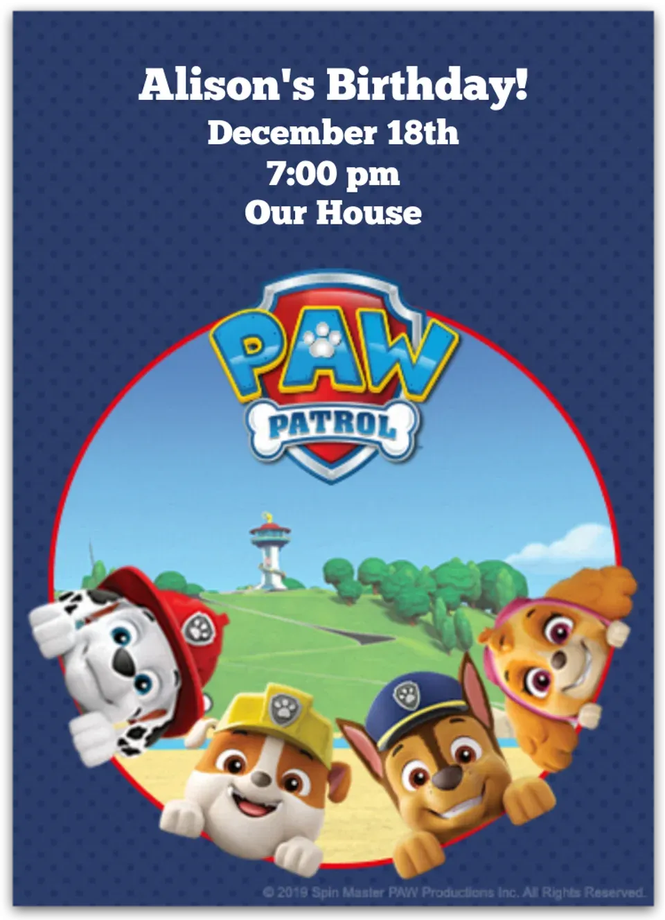 PAW Patrol Peeking Pups card