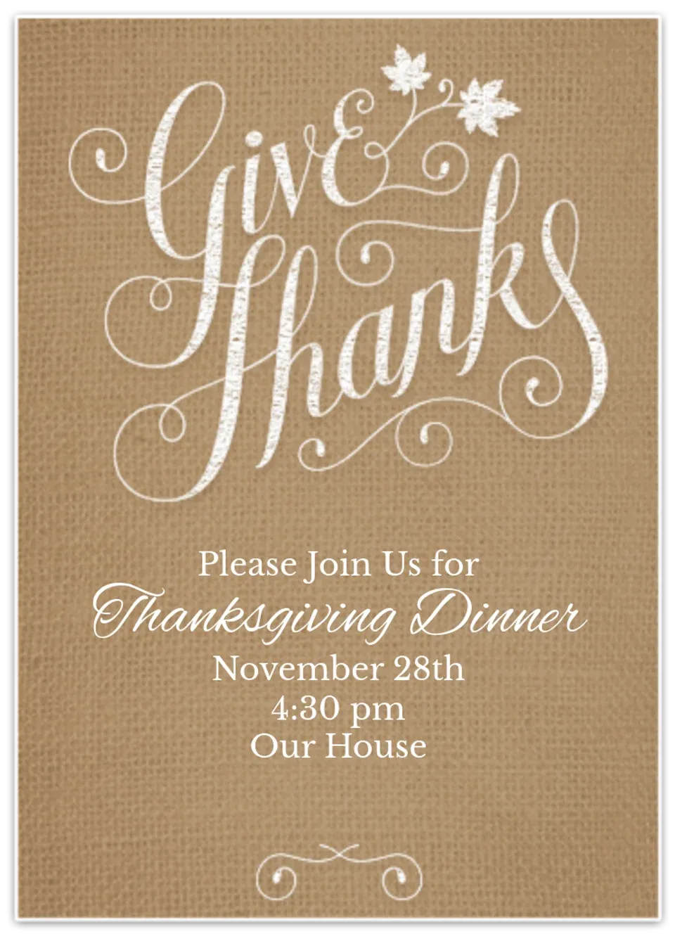 Burlap Give Thanks card