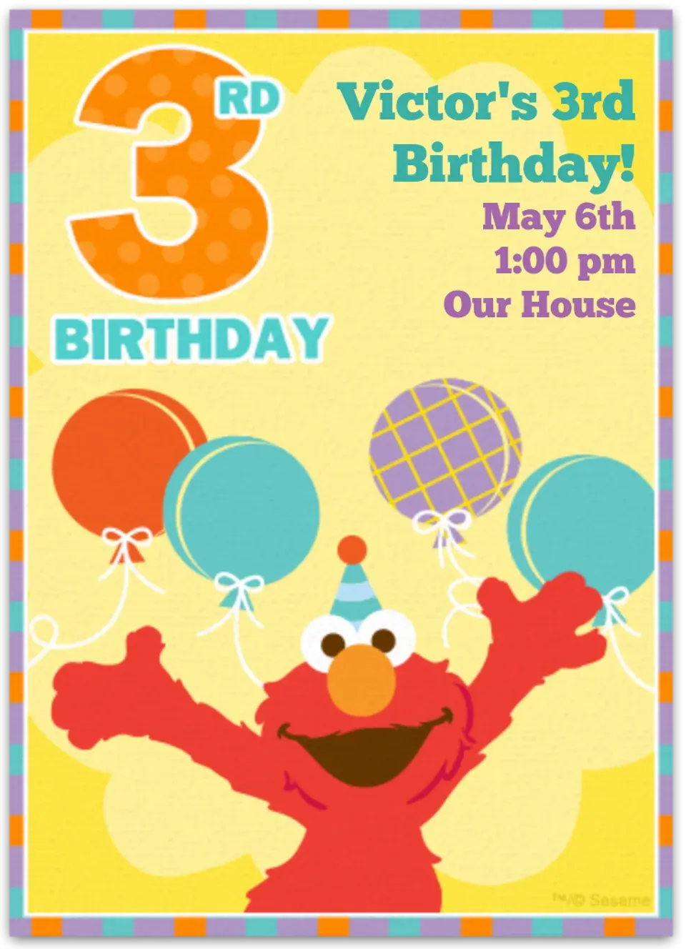 Elmo 3rd Birthday card