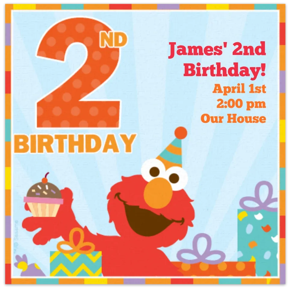 Elmo 2nd Birthday card