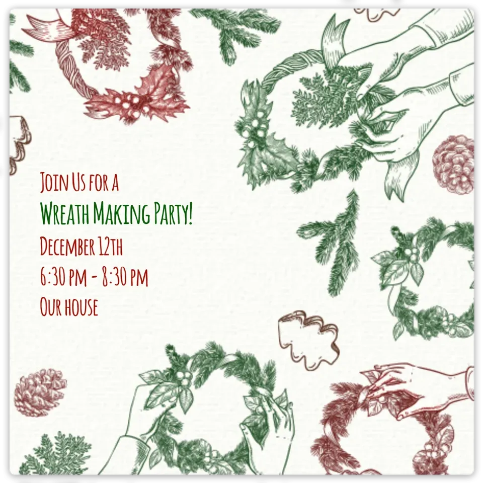 Wreath Making Party card
