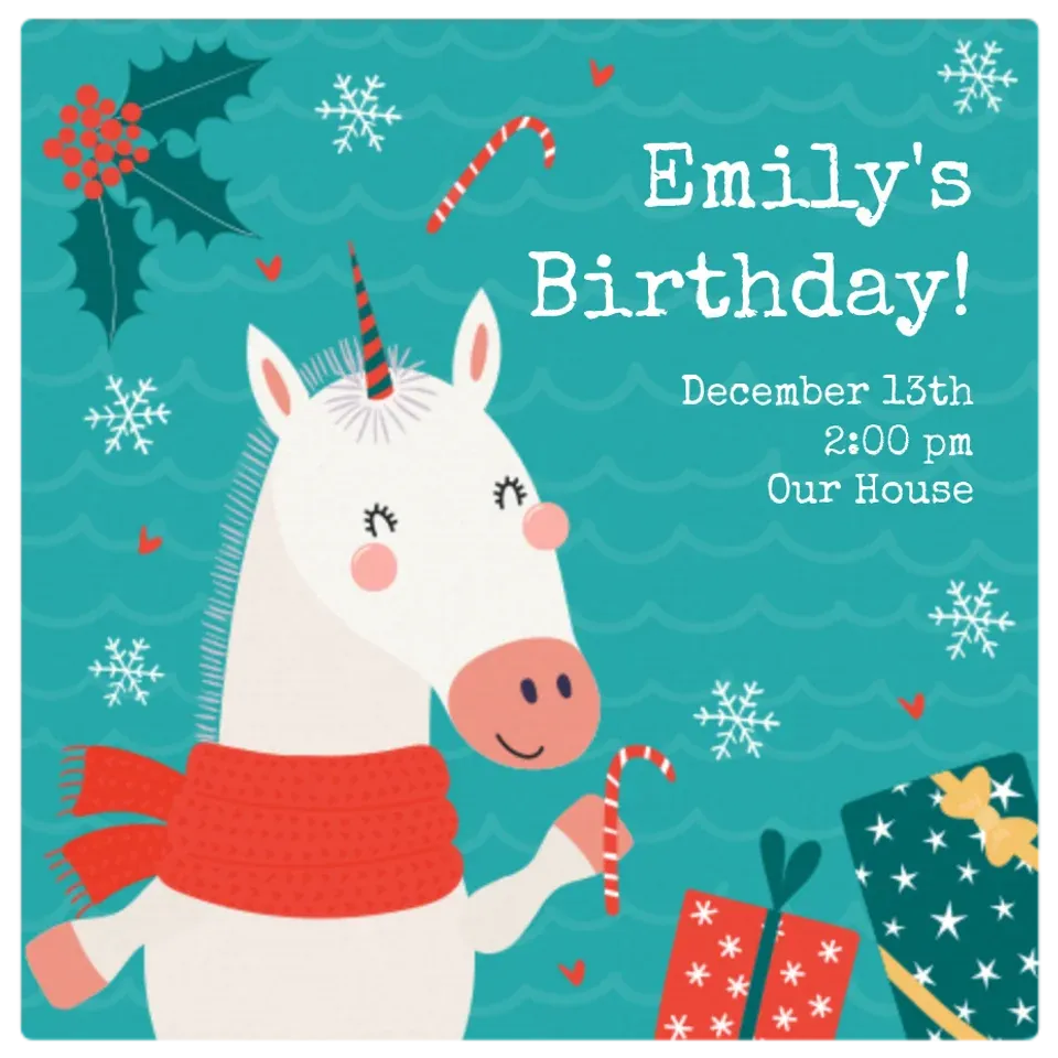 Christmas Unicorn card