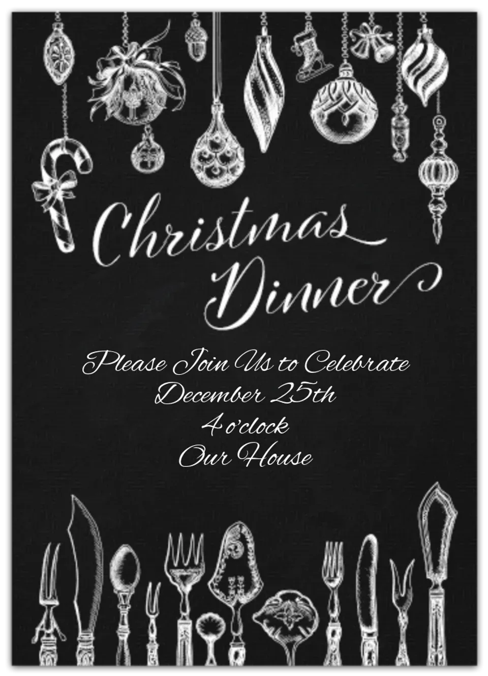 Christmas Dinner Cutlery card