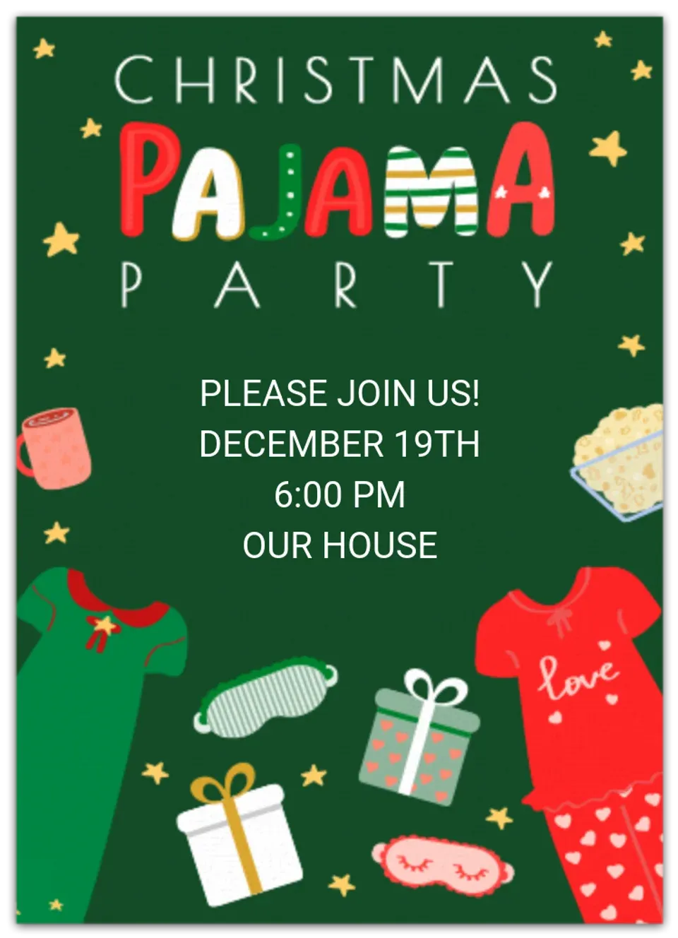 Christmas Pajamas Party card