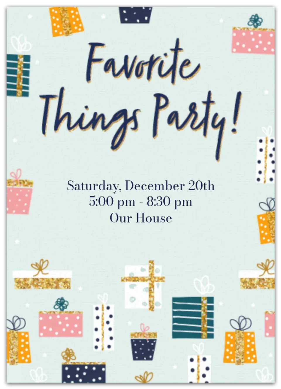 Favorite Things Party card