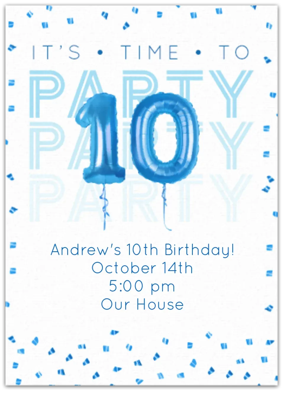 10th Birthday Balloons Party card