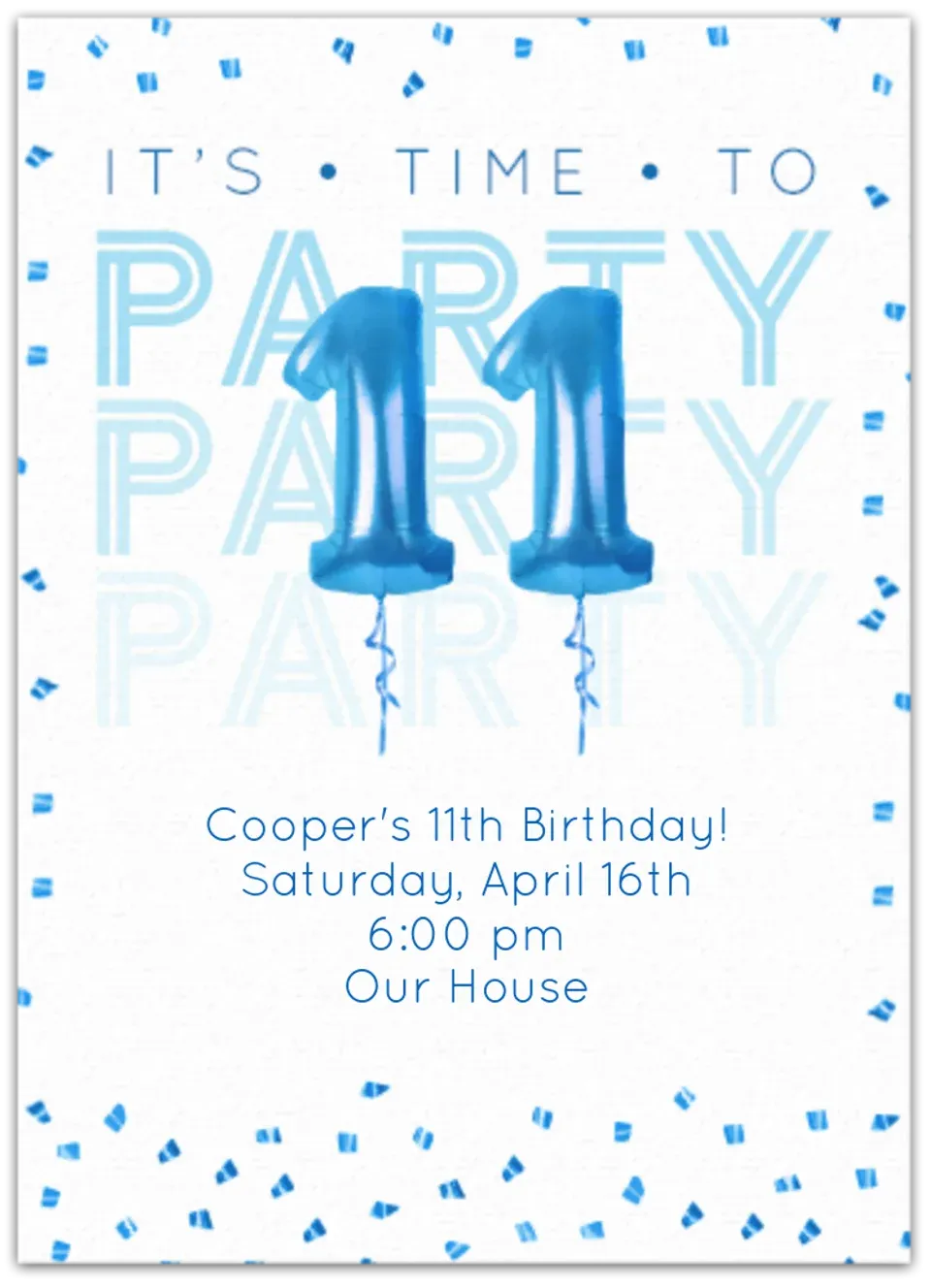 11th Birthday Balloons card