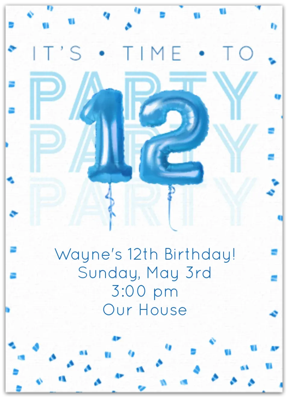 12th Birthday Balloons card