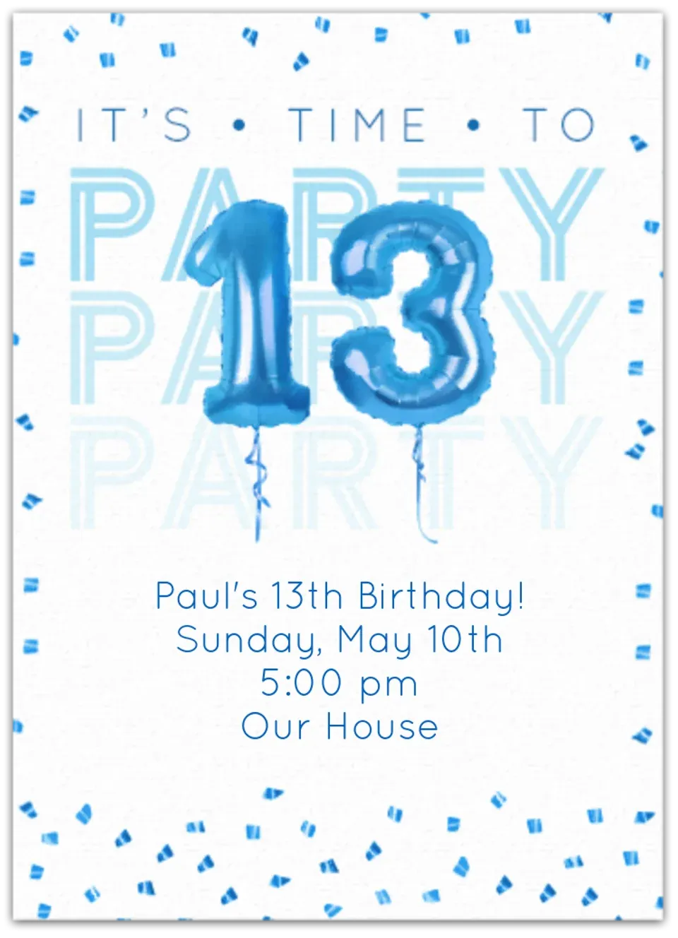 13th Birthday Balloons card